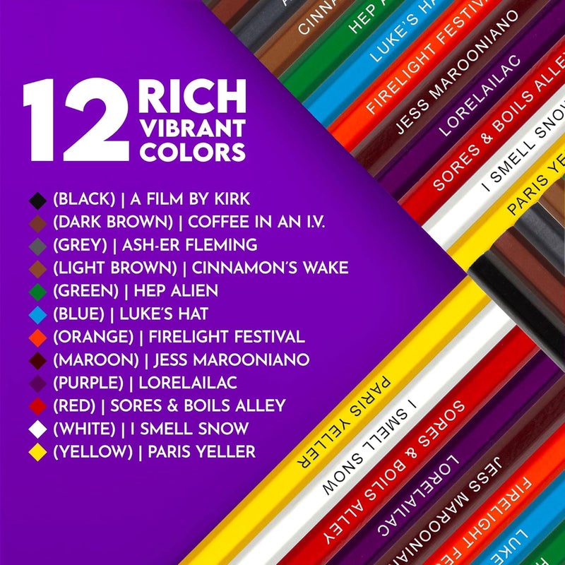 Pun Labs Oy With the Colors Already Colored Pencil Set – 12 Pencils with Fun and Creative Foil-Stamped Designs, Ideal Gifts and Supplies for Creative Minds – Assorted Colors - Image 2